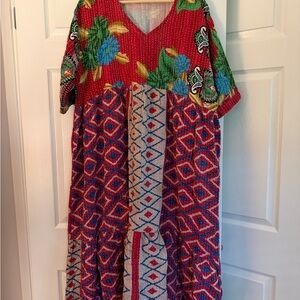 Kantha Oversized Boho Midi Maxi Dress - Vibrant colors - One size - NWOT